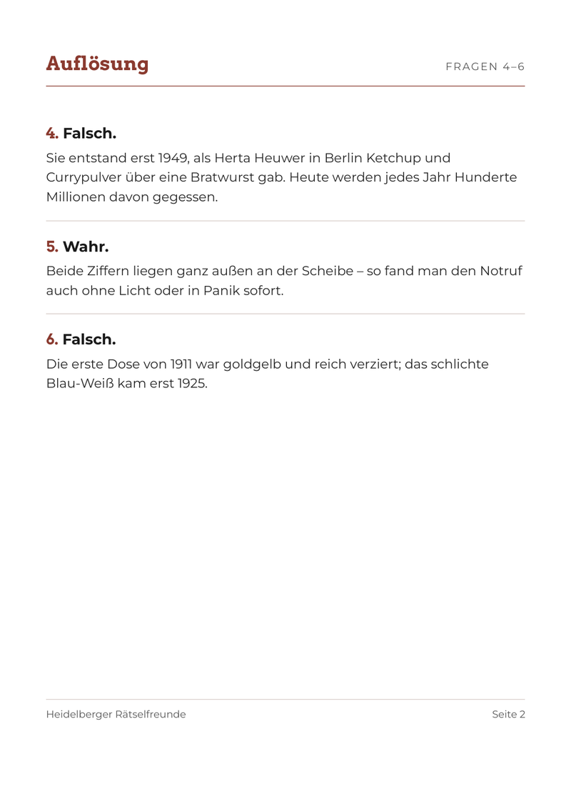 Auflösung mit kurzer Erklärung