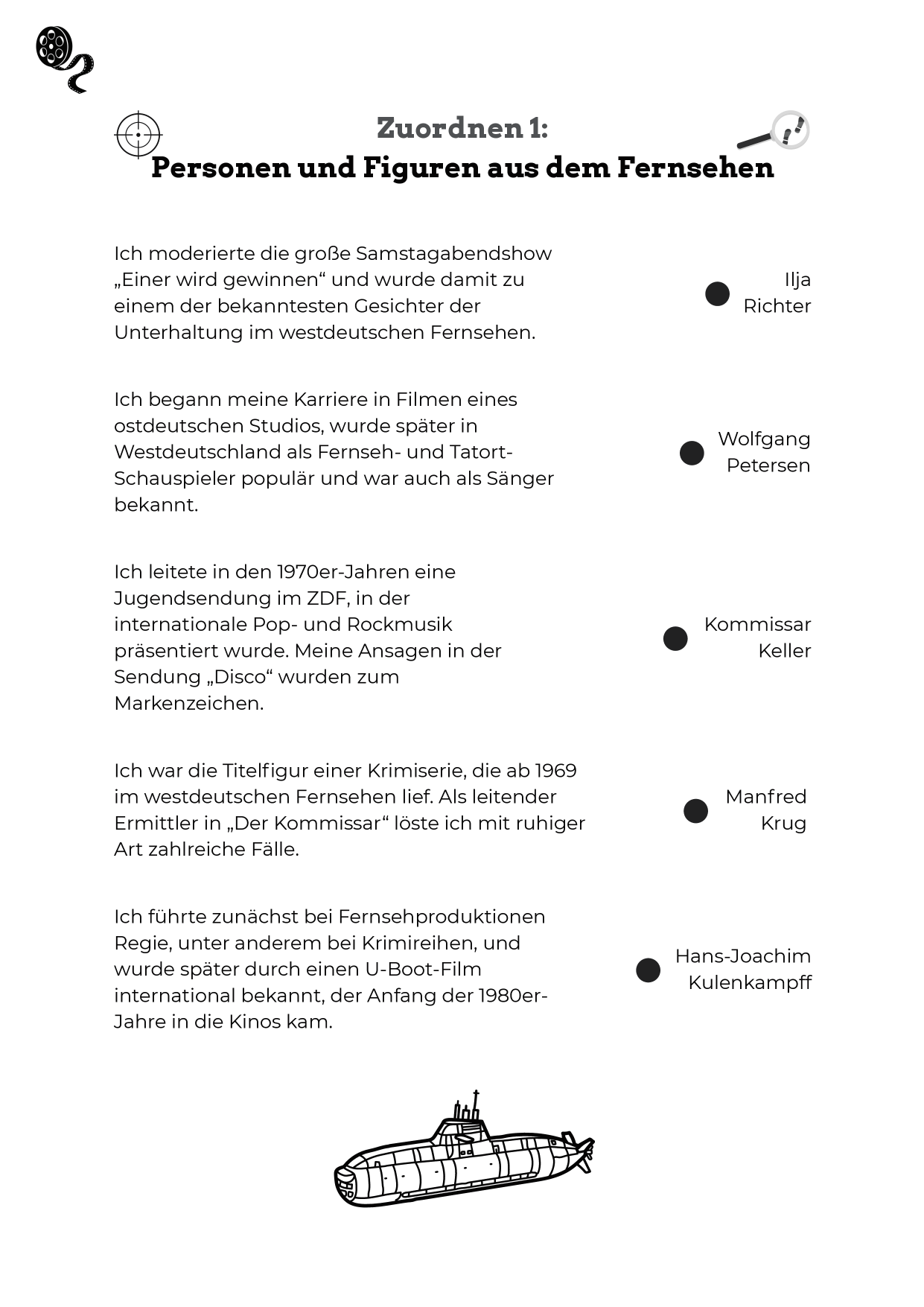 Zuordnen: Personen aus dem Fernsehen