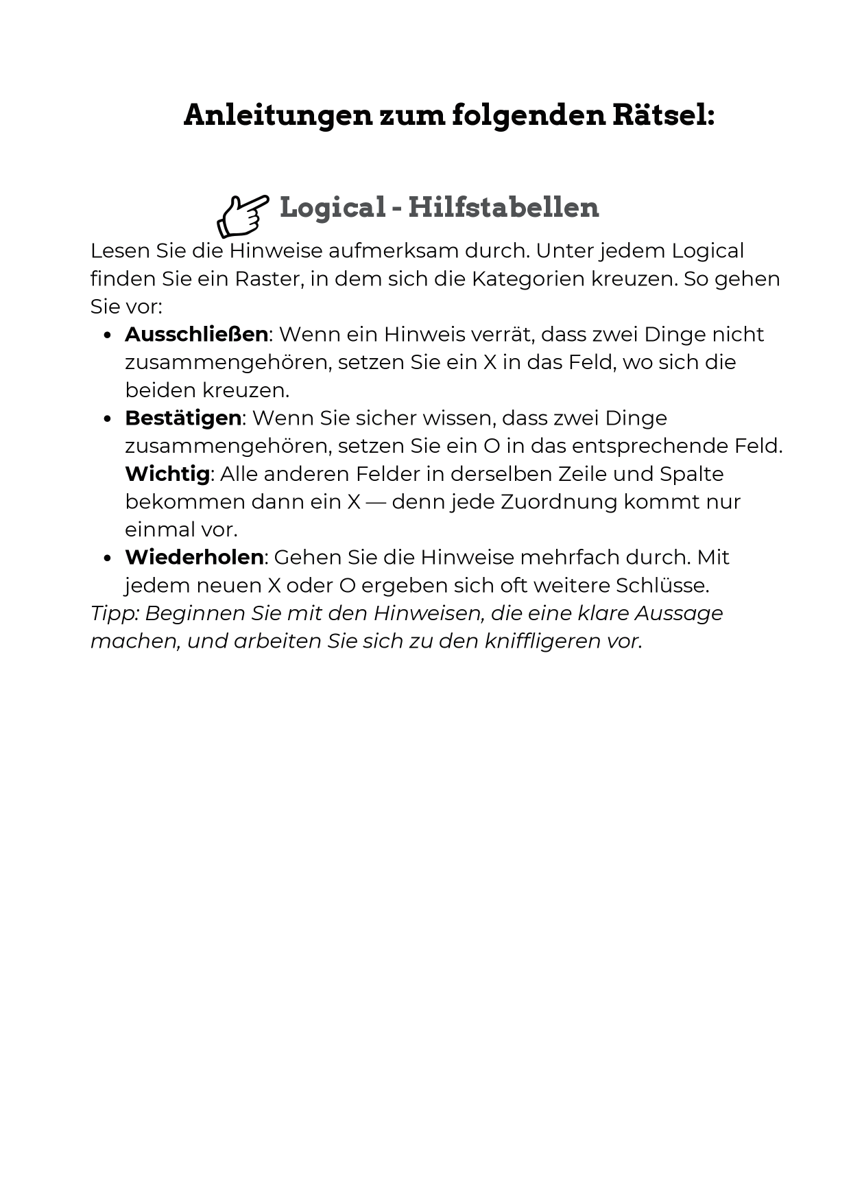 Logical: Anleitung